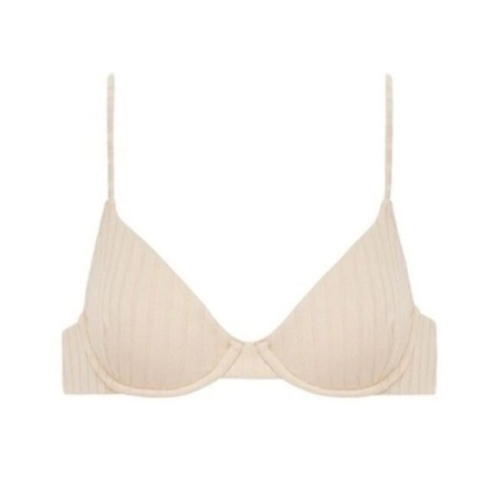 Montce Dainty Underwire Bikini Top Beige Wide Rib, S